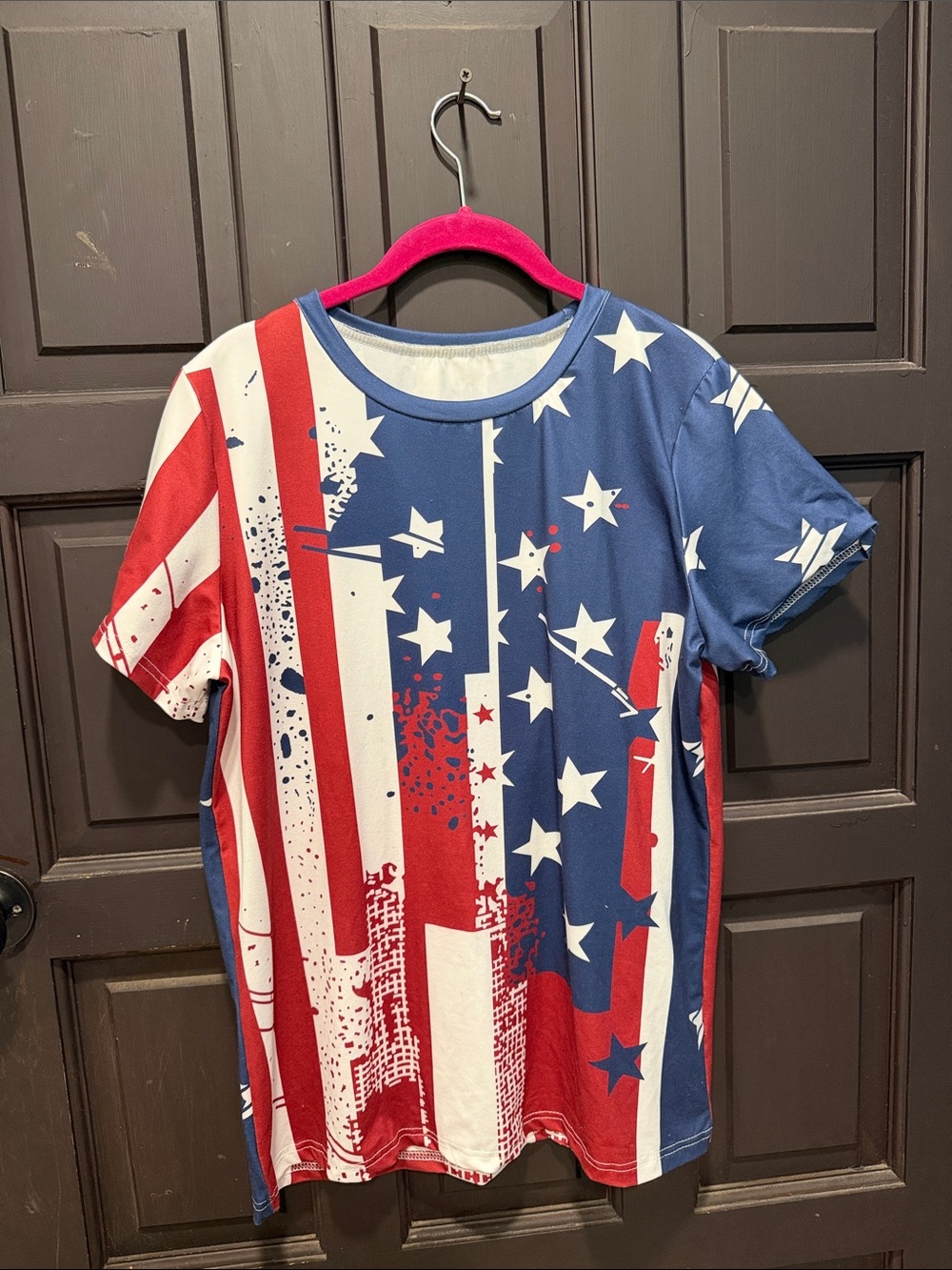 NWOT Patriotic Stars & Stripes Short Sleeve Tee - Red White Blue